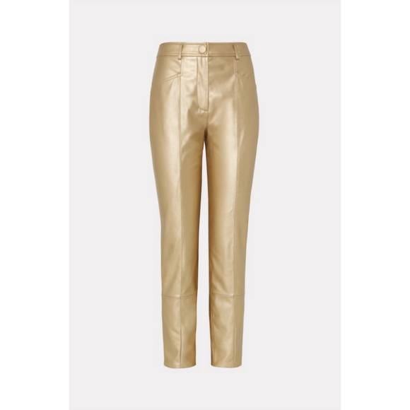 NEW MILLY rue faux leather pants in gold - Picture 1 of 3